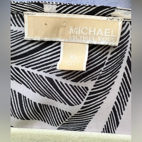 MICHAEL KORS Palm Print Sheer Embellished V Neck Top Size XL - Picture 2 of 10
